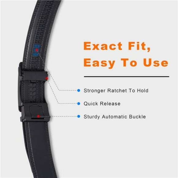 Mens Leather Ratchet Belt Adjustable Slide Buckle Dress Casual Work Jeans - Picture 5 of 7